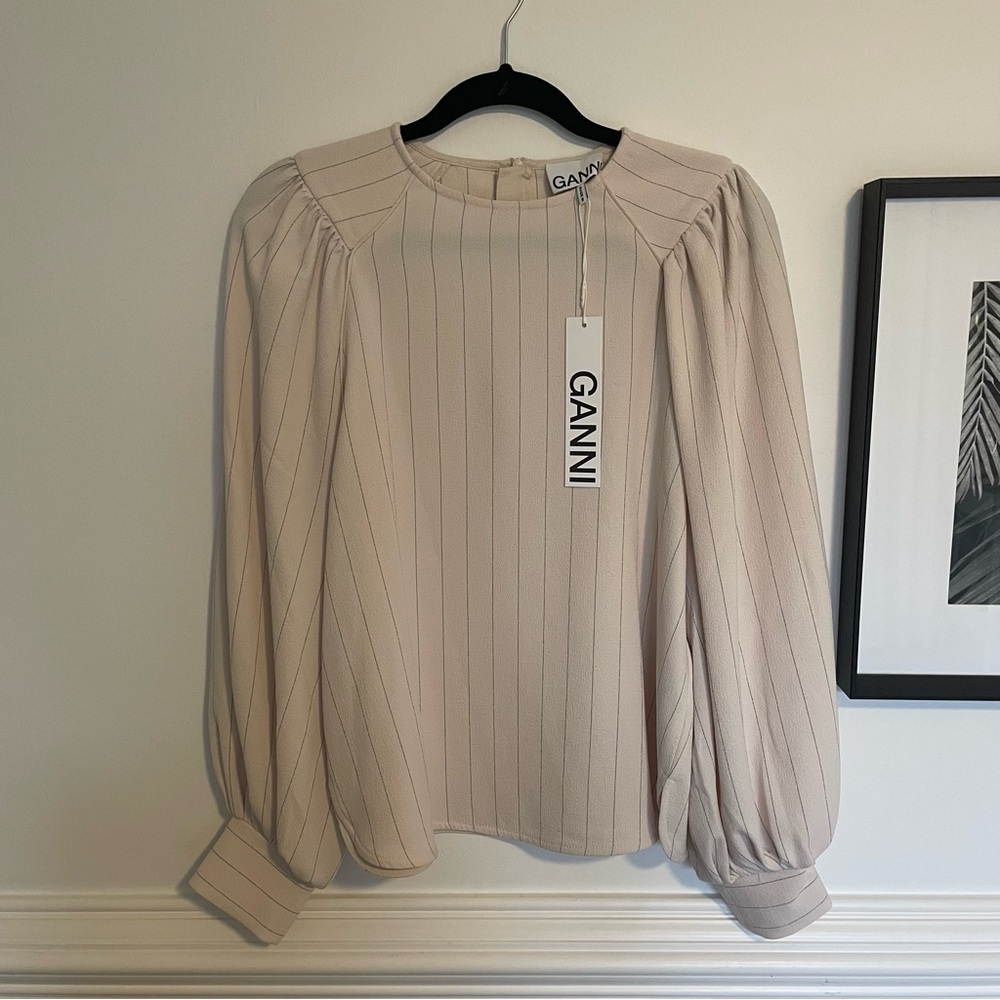NWT Ganni cream blouse